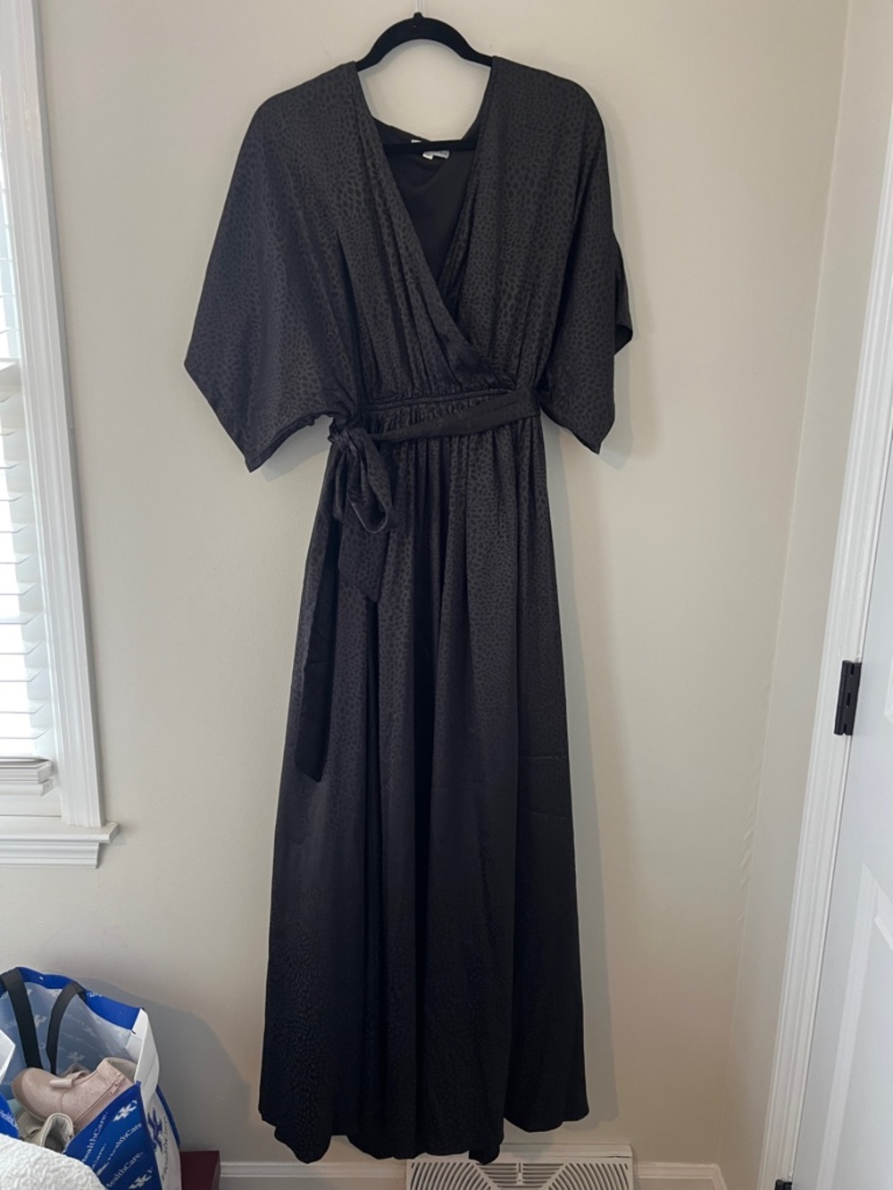 Baltic Born Dark Charcoal Wrap Maxi Dress with Tie Waist
